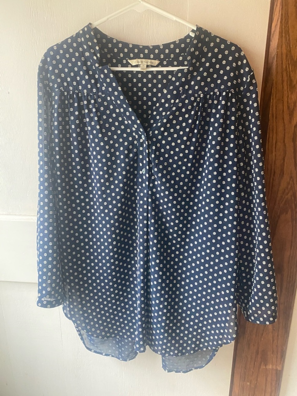 41 Hawthorn Navy and White Polka Dot Blouse